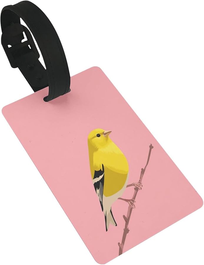 علامات الأمتعة الصفراء الطائر الوردي البسيطة ملصقات اسم معرف الأمتعة لحقائب السفر والرحلات البحرية - Image 1